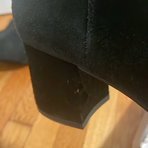 Beige and Black Franco Sarto Over kneew boots- black heel has slight fabric tear - Picture 5 of 5